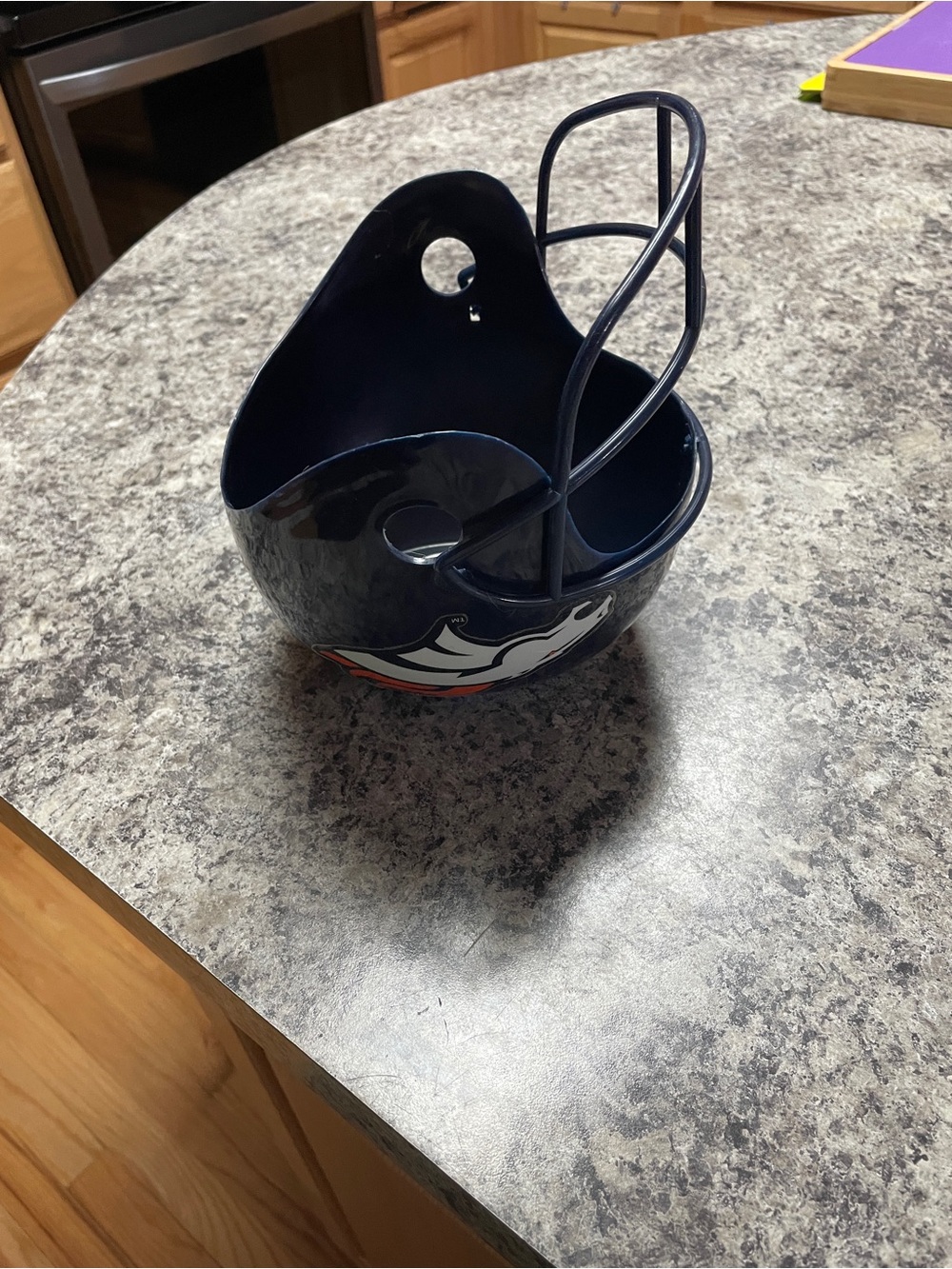 Denver Broncos helmet party bowl- Navy with Orange and White Logo
